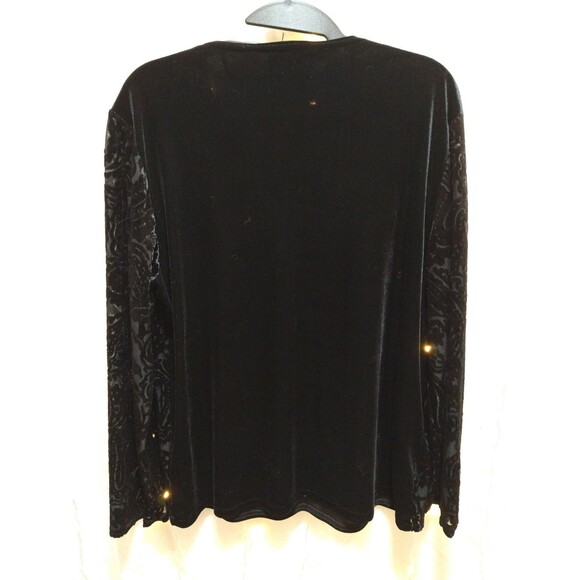 KATHIE LEE COLLECTION WOMANS L VINTAGE BLACK VELVET BURNOUT PAISLEY BLOUSE VEST - Picture 7 of 14